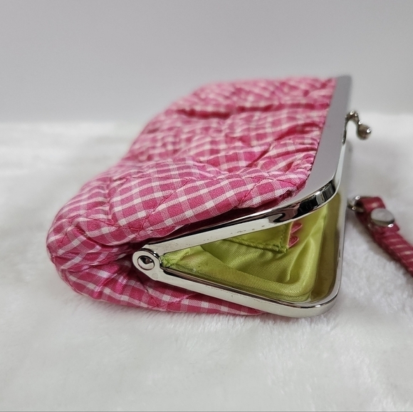 Vera Bradley Limited Edition Pink White Gingham Silk Collection Clutch Wristlet - Picture 4 of 14